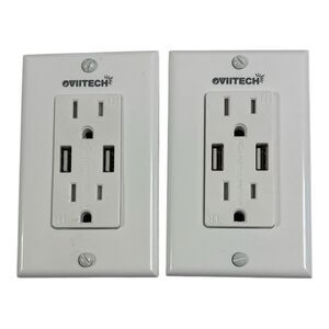 NEW Two Pack OviiTech In Wall Socket Mount AC Outlet & USB Ports 2.4A 125V